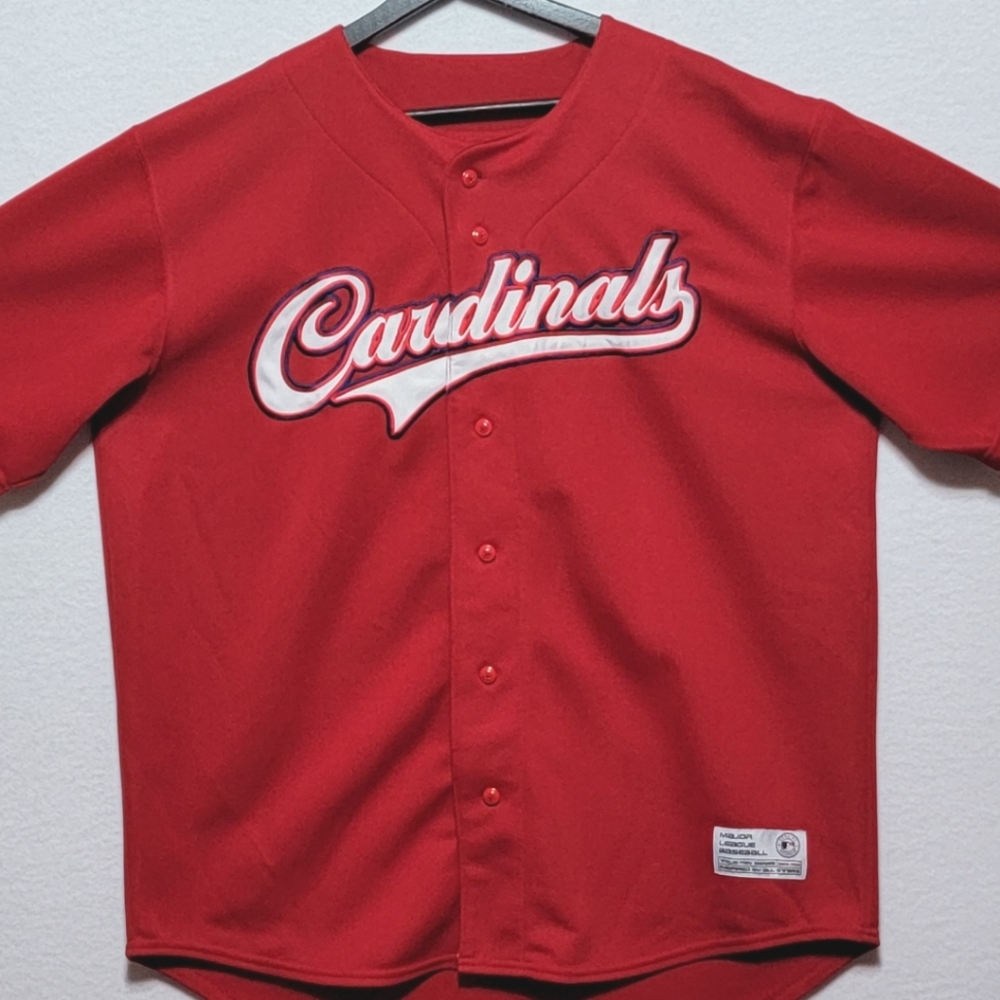 Vtg True Fan Red Cardinals Baseball Jersey Men's SIZE L (42-44) #786